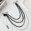 Water Droplet Fringe Tassel Chain Brooch Exaggerated Bead Fixed Ornament  Women Girls