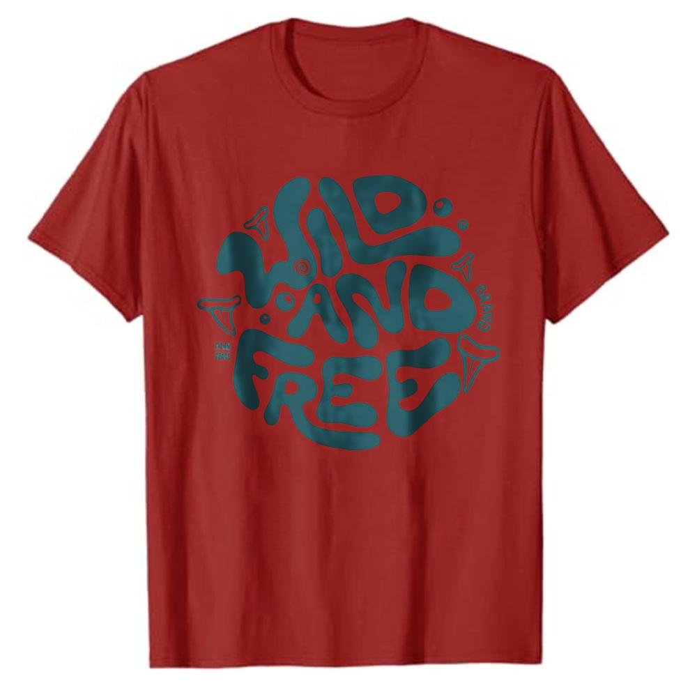 Wild And Free Graphic Tshirt Unisex Cotton Crew Neck Short Sleeve Retro Aesthetic Beach Surf Streetwear Gift Oversized T Shirt