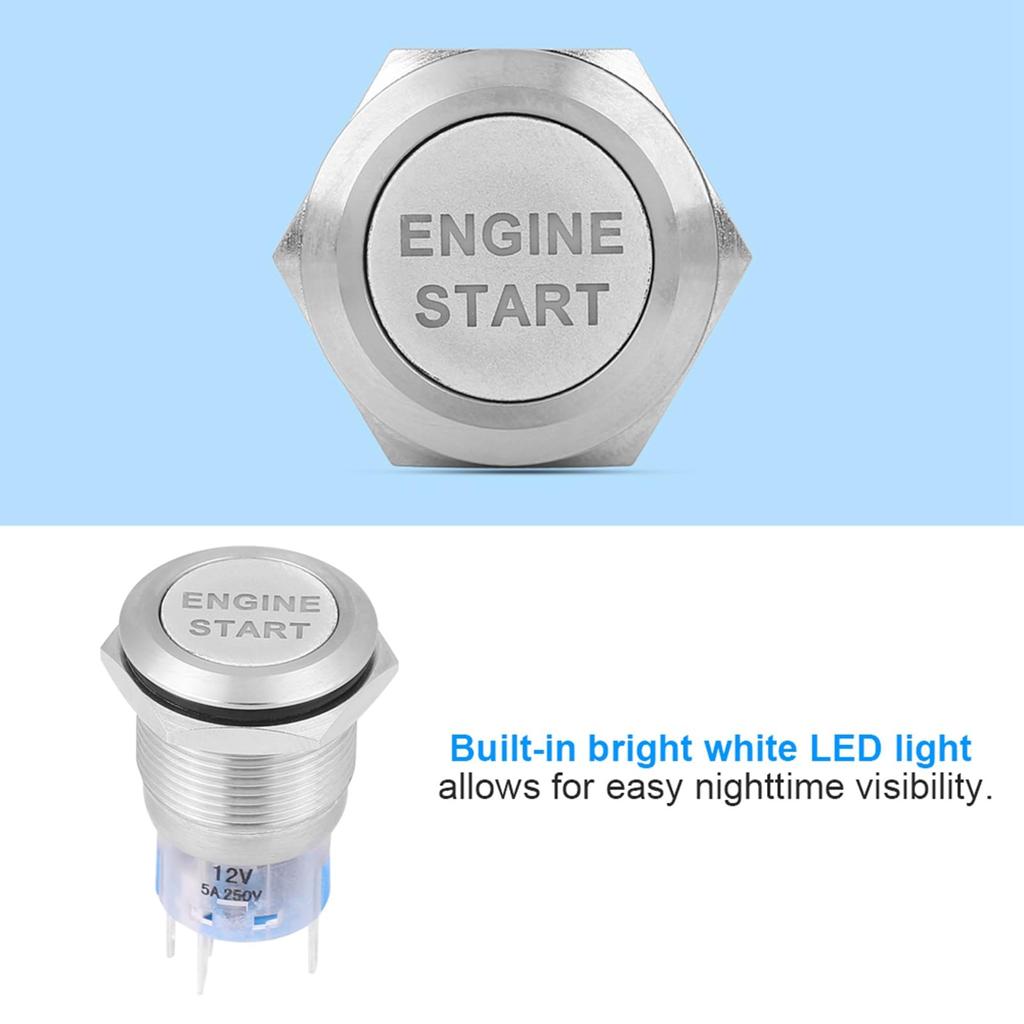 ZenithAur Car Engine Start Push Button Switch Zinc Alloy LED