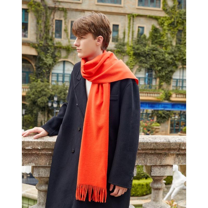 Wool Scarf Men's Autumn and Winter Cashmere Scarf Women's Winter High End Versatile New Solid Color Men's Scarf