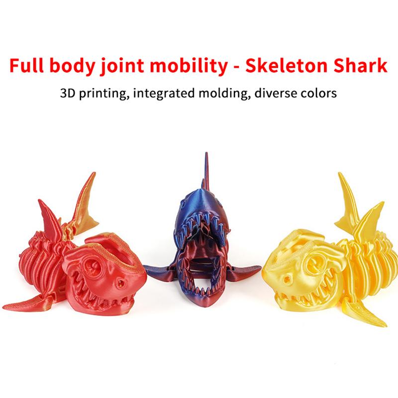 3D Printed Shark, Skeleton Model Jointed Full Movable Birthday Gift Realistic Animals Decorative Desktop