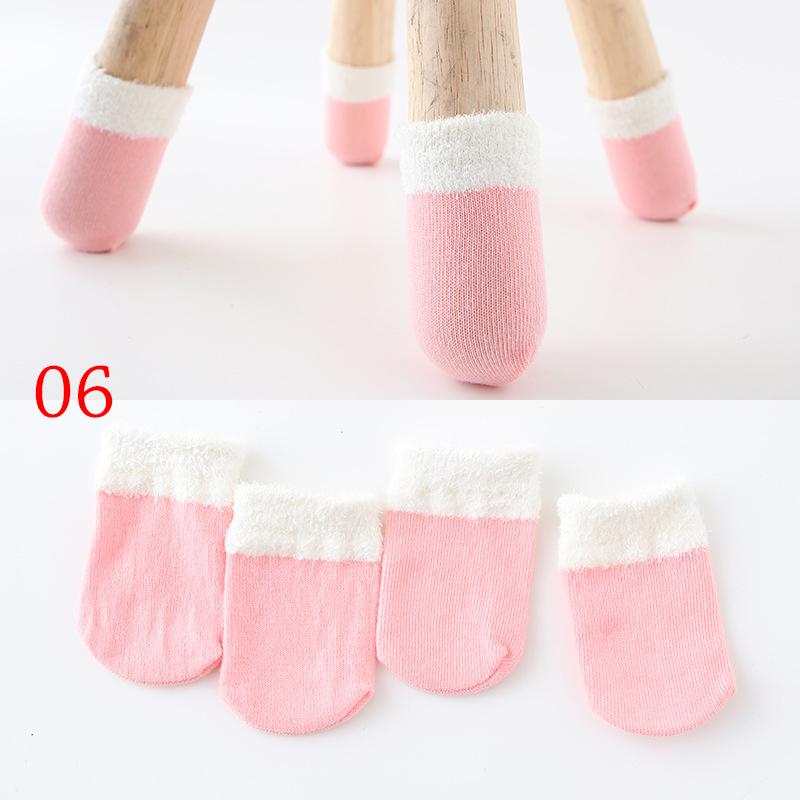 4Pcs Cartoon Chair Leg Knitting Socks Protectors Table Leg Foot Non-Slip Colorful
