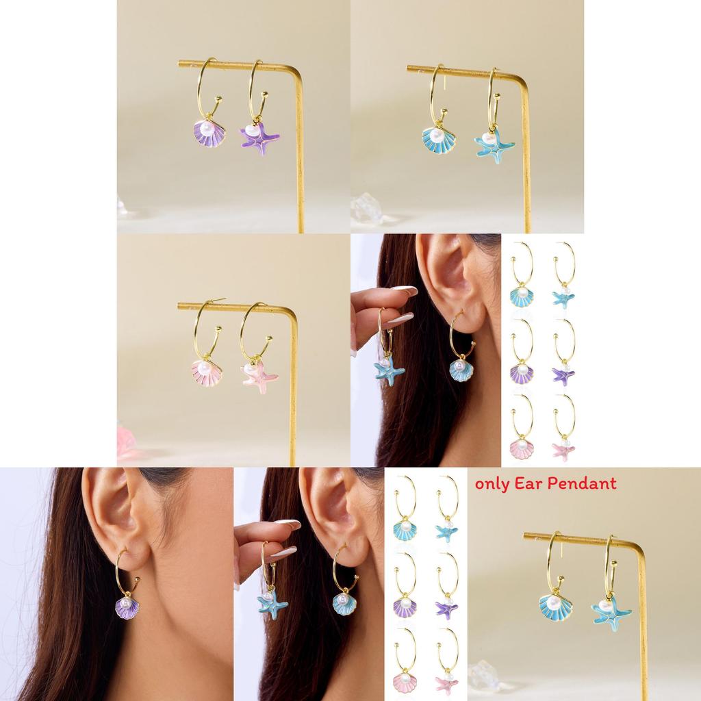 New Summer Shell Pearl Earrings For Women With Electroplated Alloy And Natural Style