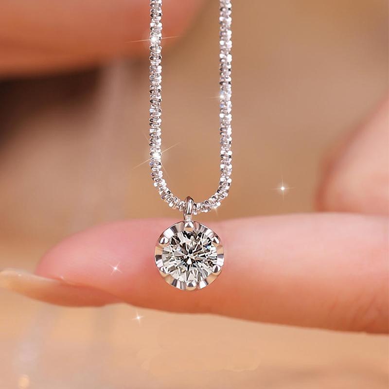 Echte Moissanite Diamant 6-klauw Hanger Ketting 925 Zilver Sprankelende Bloemkool Ketting voor Vrouwen Bruiloft Fijne Sieraden