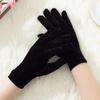 Men's and Women's Gold Velvet Elastic Gloves - Windproof, Cold-Resistant, Solid Color for Cycling and Dance