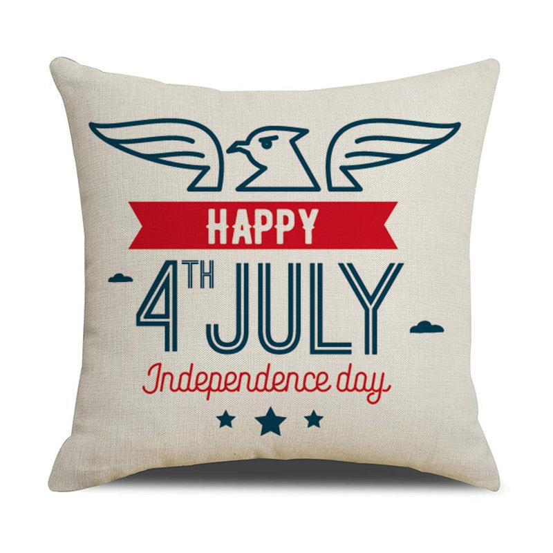 American Independence Day Linen Series Multiple Pillow Covers Simple Festive Printed Cushion Cover Sofa Pillow Cover Home Quality