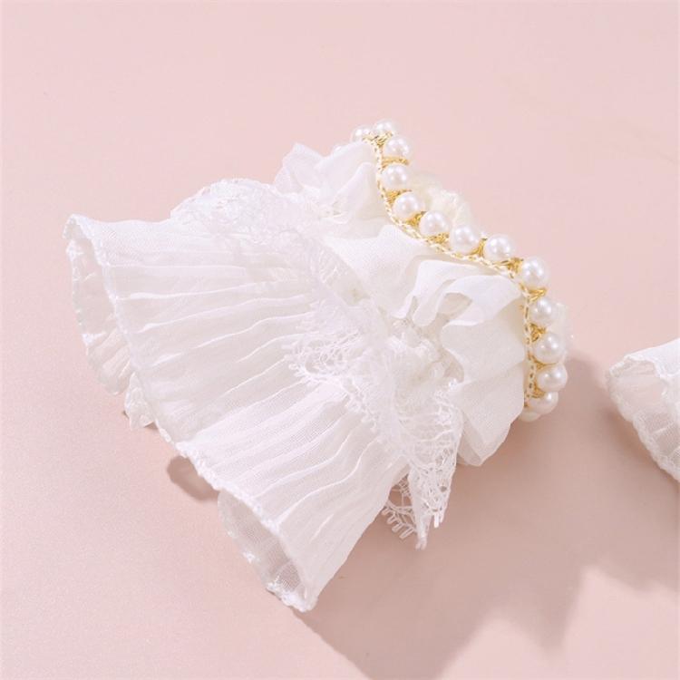 Lace Wrist Cuffs Pair for Historical Costume Parties Decorative Bowknot Lace Wristband for Cosplay and Fashion