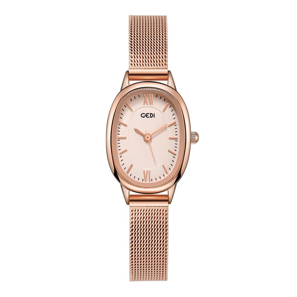 Simple And Exquisite Oval Women'S Watch Niche High-End Quartz Watch Women'S Waterproof Mesh Belt Watch