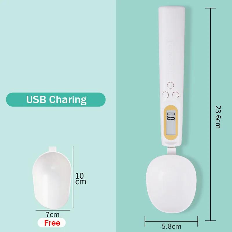 Electronic Measuring Coffee Spoon,LCD Digital Kitchen Scale,Spice High Precision Weights Up To 500g,USB Charging for Cat Food
