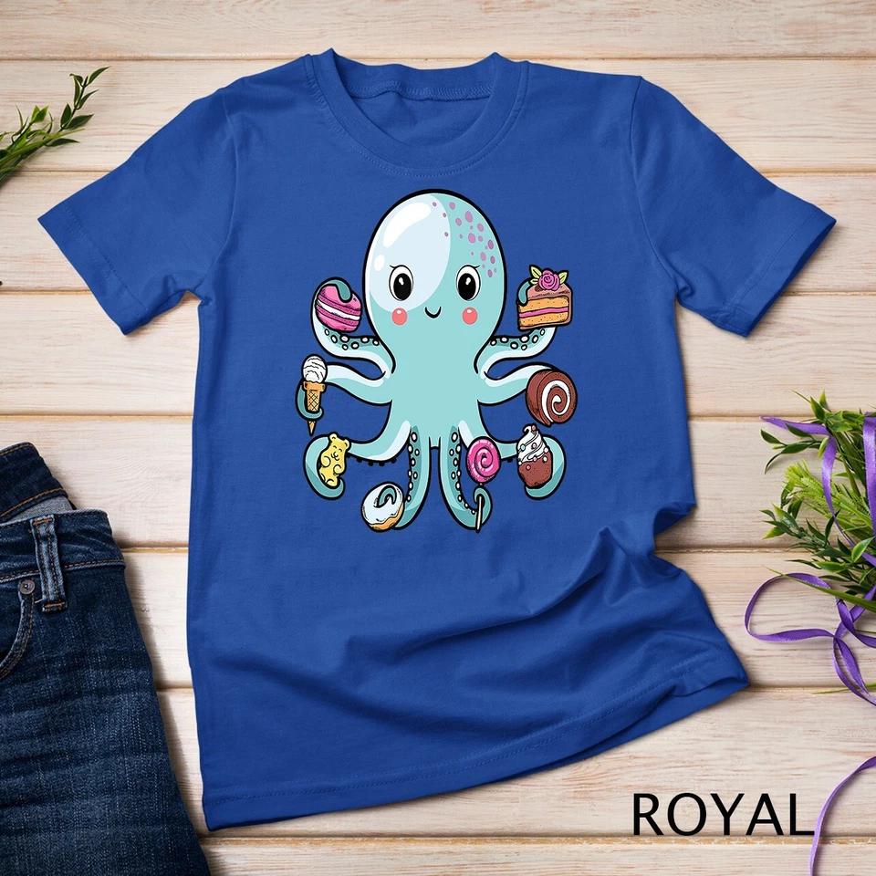 Octopus Octopus Cake Tentacles Marine Animals Children Unisex T-shirt 10 XL