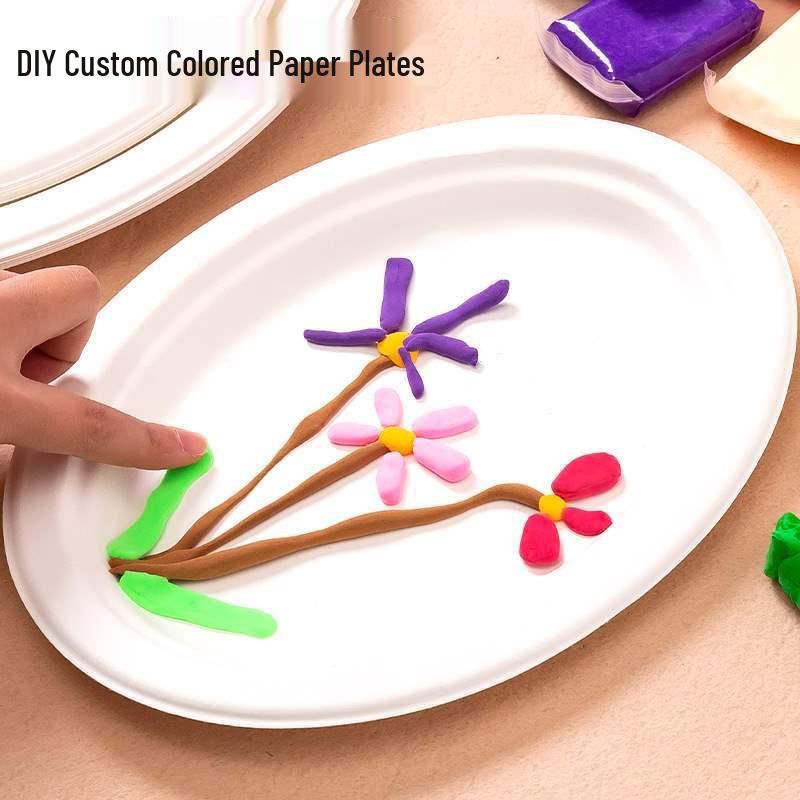 Children's Disposable White Paper Plates for Painting, Drawing, and Crafts - DIY Craft Materials for Cake and Kindergarten Activities.