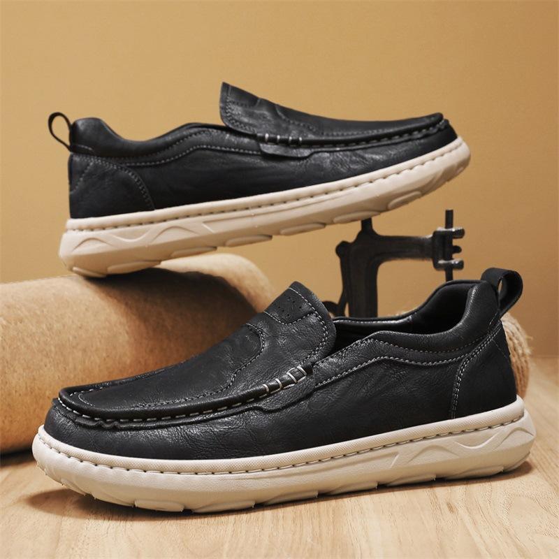 

Foreign trade hot-selling new autumn and winter casual shoes leather stitching handmade men s shoes lazy one pedal outdoor driving shoes 46