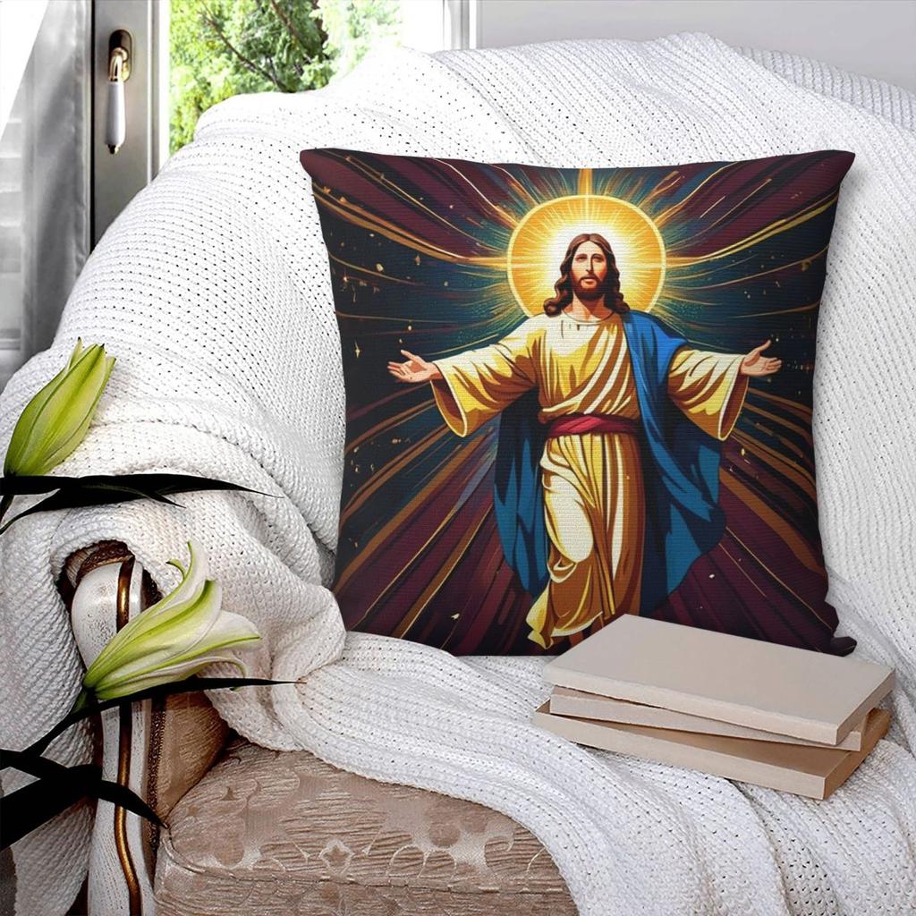 Catholicism Saints Jesus Mary Square Pillowcase Pillow Cover Polyester Cushion Decor Comfort Throw Pillow for Home Bedroom