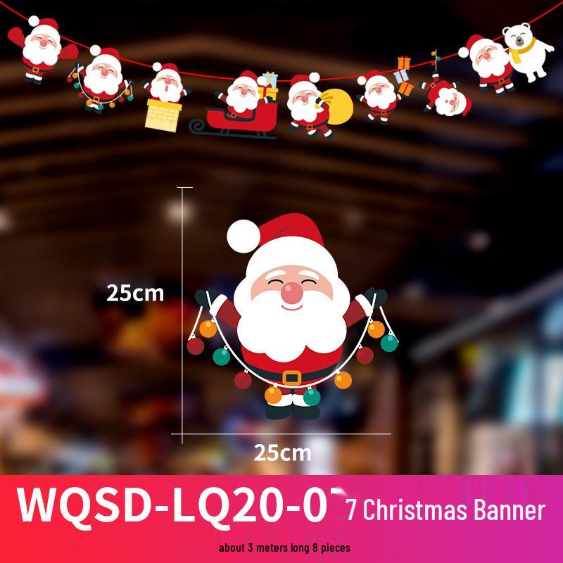 24 Christmas Cartoon Store Paper Bunting Flags for Festive Atmosphere