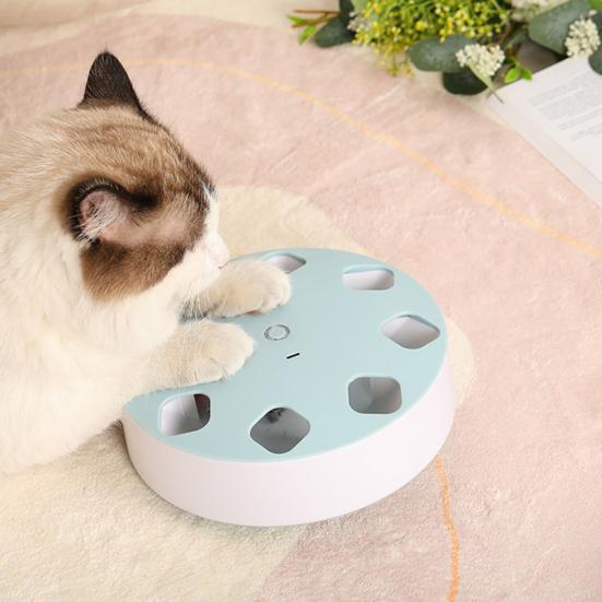 Cat Toy 8 Holes Design Replaceable Feather Intelligent Bite Resistant Automatic On/Off Relieve Boredom ABS Indoor Electric Smart Pet Cat Teaser