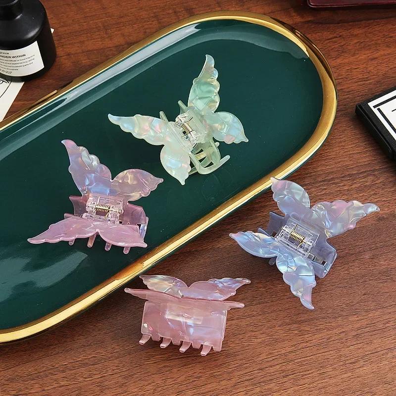 Women Sweet Fairy Colorful Acetate Retro Butterfly Hair Claw Hair Clamp Clip Crab Headband Clips Hair Accessories
