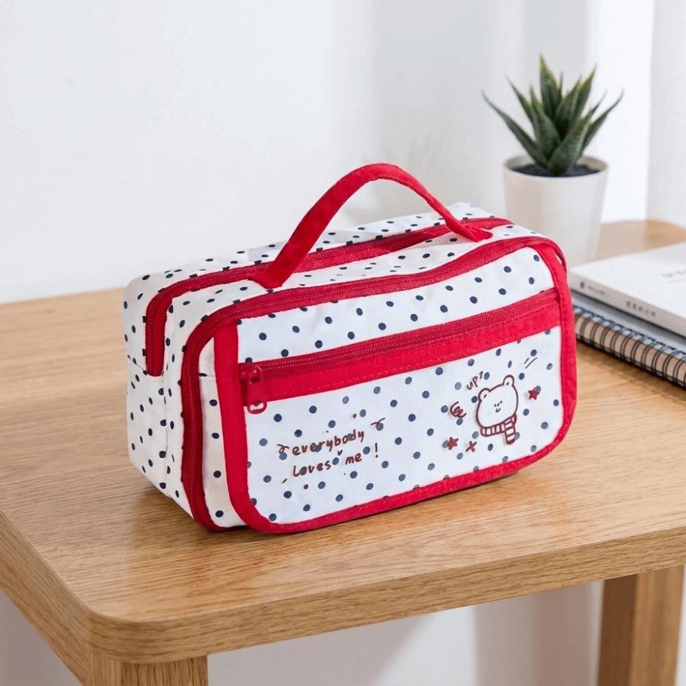 Y2k Polka Dot Pencil Case Desktop Storage Stationery Storage Bag Pencil Pouch Kids
