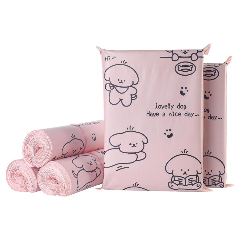 Pink Cartoon Dog Waterproof Shipping Bag - Durable and Thickened Express Plastic Packaging for Logistics