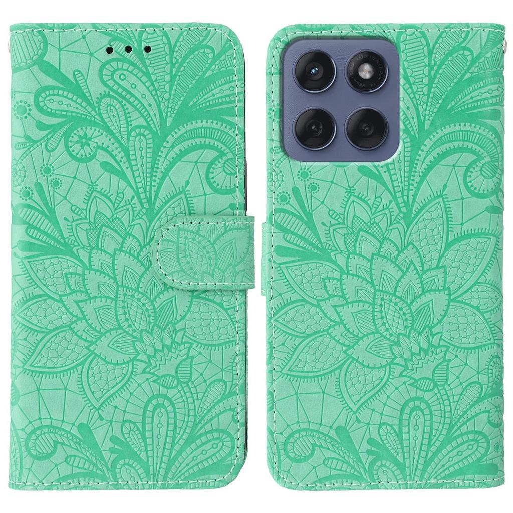For Motorola Edge 60 5G/60 Fusion 5G Case Lace Flowers PU Leather Flip Wallet Phone Cover