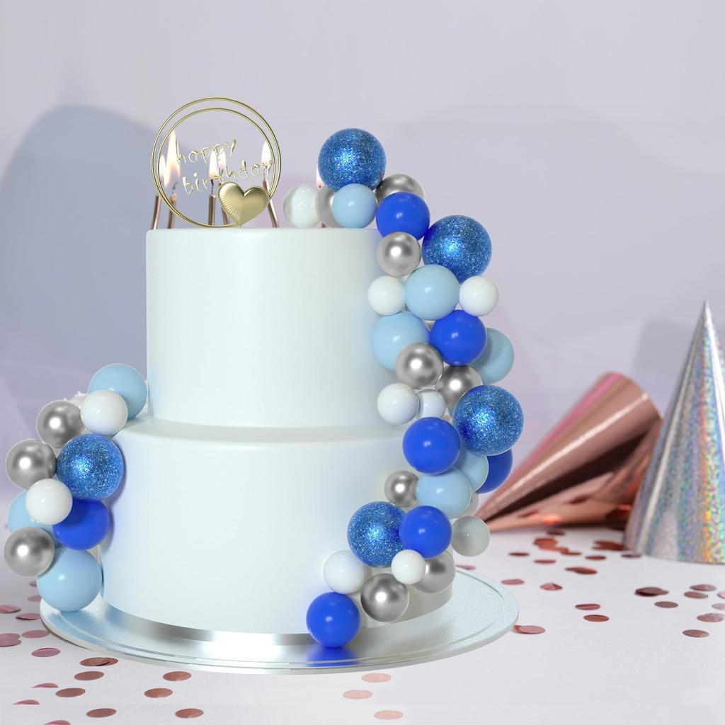 50 Pcs Ball Cake Toppe Glitter Foam Ball for Cake Decorating Decorations for Baby Shower Cake Birthday Cake Toppers Decorations