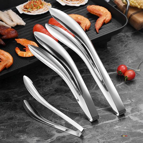 Stainless Steel Serving Tongs Multi-functional Kitchen Food Clamp for Cooking Toast Bread Salad Barbecue Grilling Baking Frying