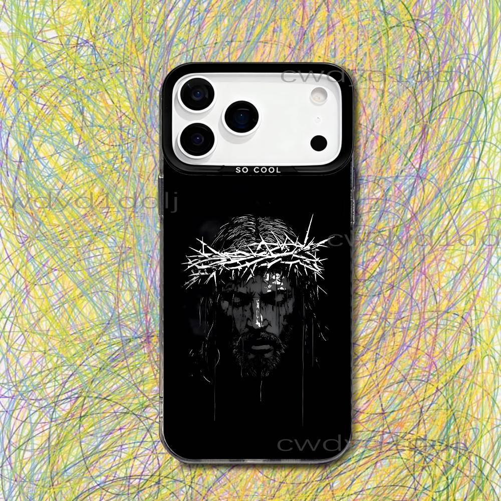 Christian Jesus Bible Quote Faith For iPhone 17,16,15,14,13,12,X,8,Pro,Max,Plus,SE4,Air,Mini Black IMD Matte Case