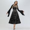 Halloween Witch Hooded Coat Dress Flared Sleeve Dress Digital Printing Dark Wind Dress Women