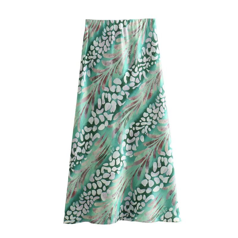 Fashion Style 2024 Spring New Arrival Women's Clothing Temperament Wild Silk Satin Texture Print Shirt High Waist Skirt