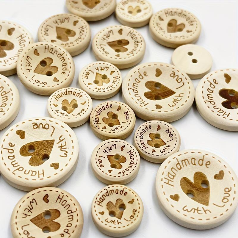 50pcs Heart Wood Buttons Sewing Scrapbooking Gift Handwork Home Clothing Decor Wooden Decorative Handmade 15mm/20mm/25mm