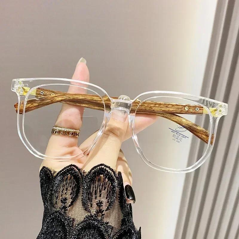 

New fashionable wooden reading glasses, women s anti-blue light glasses, men s hyperopia optical wood grain frame glasses 0 прозрачный