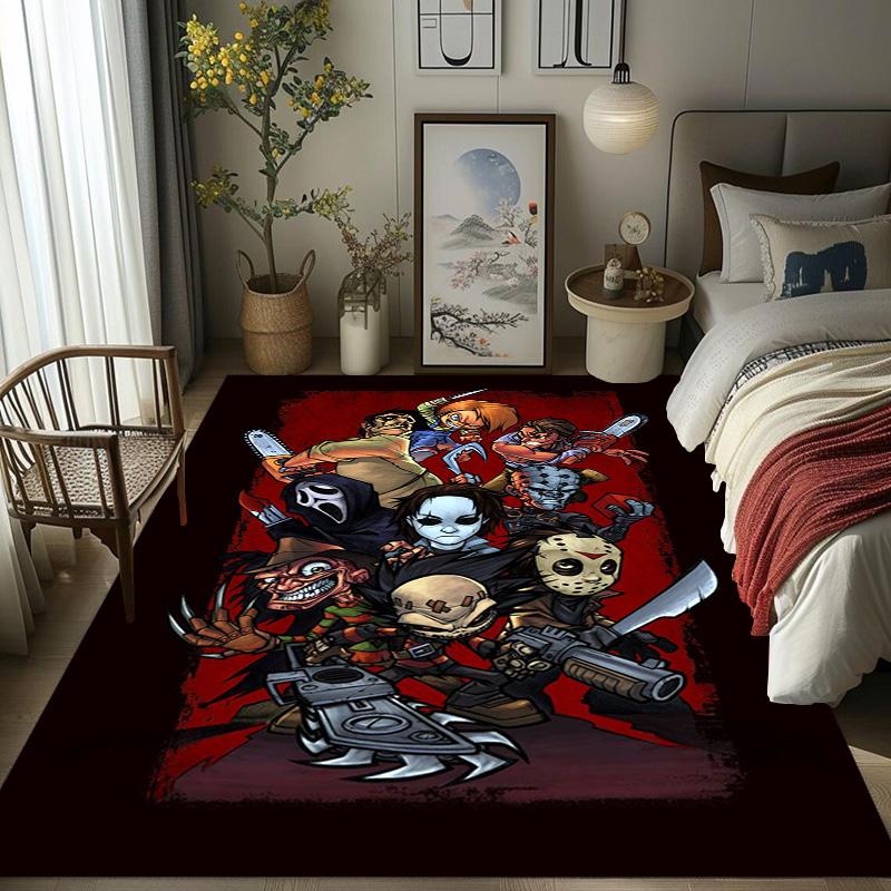 Horror-Ikonen vereint Teppich Wohnzimmer- und Schlafzimmer-Matten Heimdekoration Schlafzimmerdekoration Schutzmatte Weihnachtsgeschenke