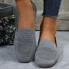 Damen Neue Einfarbige Loafer mit eckiger Spitze, Mesh, Flach, Weiche Sohle, Gestrickt, Lässig, Slipper, Bootsschuhe