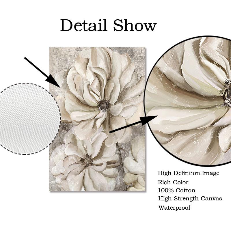 Flower Wall Art Canvas Painting Grey Floral Posters for Nordic Bathroom Living Room Home Wall Decor Pictures Farmhouse