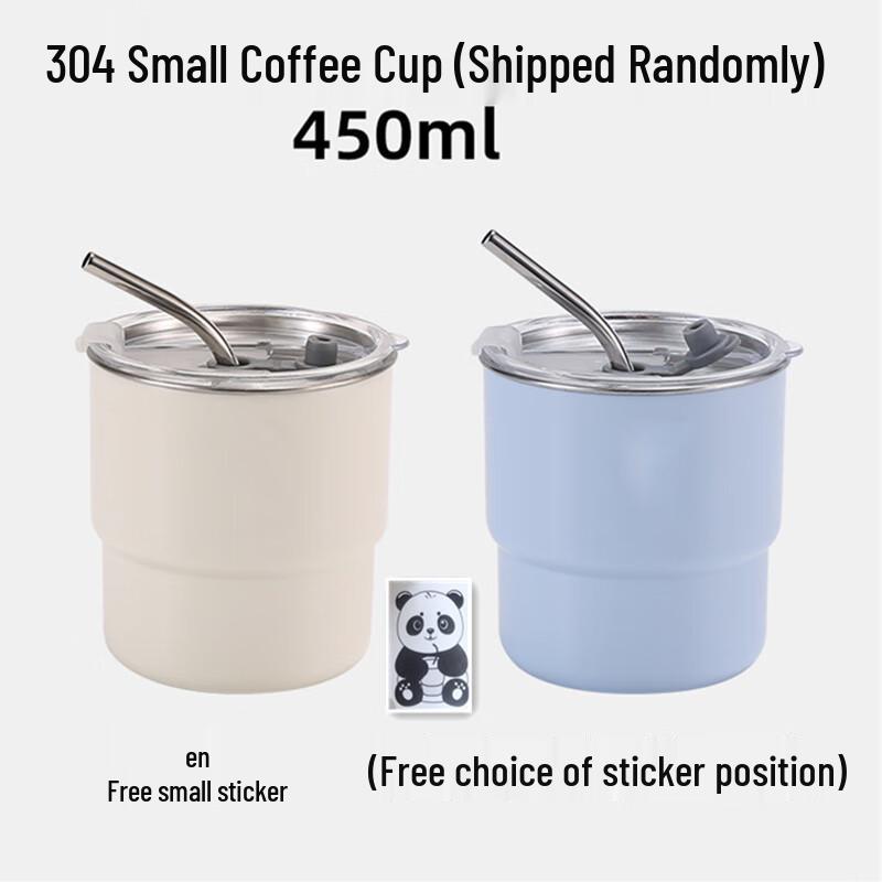 Portable 304 Stainless Steel Cartoon Coffee Mug with Straw