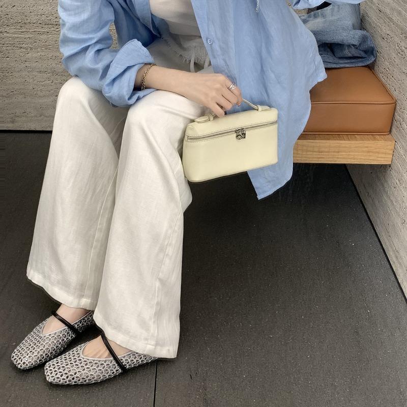 Sheepskin version square head hollow woven mesh Mary Jane shoes women's word with shallow mouth single shoes