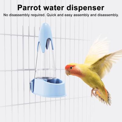 Buvette pour Perroquet Bouteille 125ml Distributeur d'Eau Automatique Distributeur d'Eau pour Cage à Oiseaux Mangeoire pour Oiseaux avec Base Anti-Éclaboussures pour Horizontal et Vertical