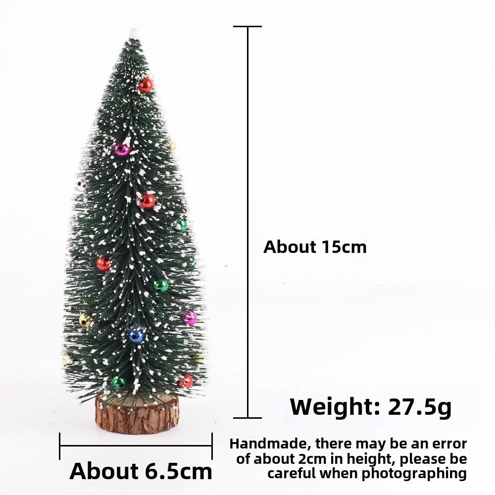 Mini Black Sisal Trees Bottle Brush Trees Snow Frosted Christmas Tree with Wood Base for Christmas Home Table Decor 15CM