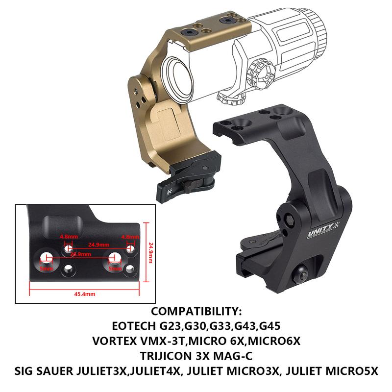 Tactical UNITY Riser Mount FAST FTC Magnifier Mount Optic Base For G33 G43 G45 2.26'' 2.91'' Optical Height Sight Scope Mounts