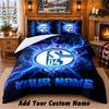 Schalke 04 FC Pattern Bedding 3Pcs Set Custom Name, Bed Sheet And Pillowcases For Home Bedroom