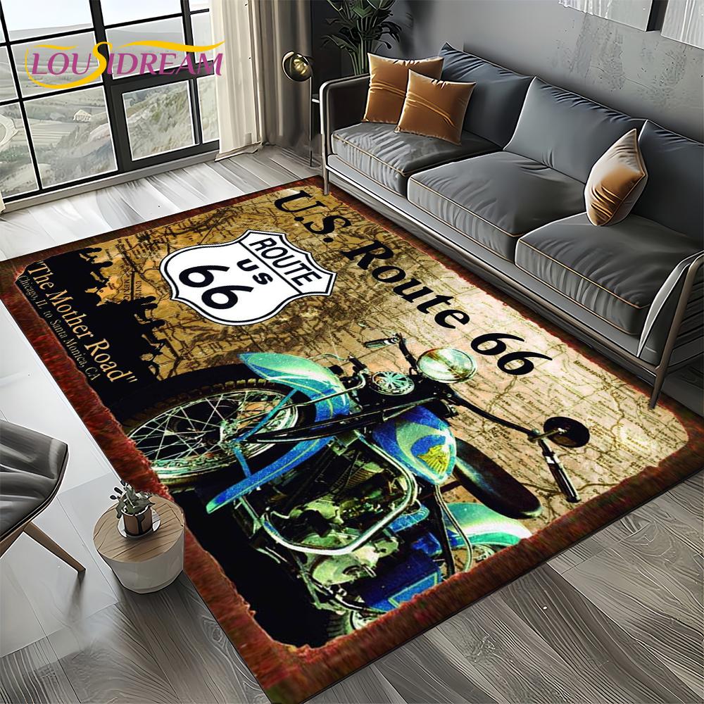 Retro America Historic Route 66,Mother Road,mãe EstradaCarpet Rug for Living Room Bedroom Home Sofa,Area Rug Non-slip Floor Mat