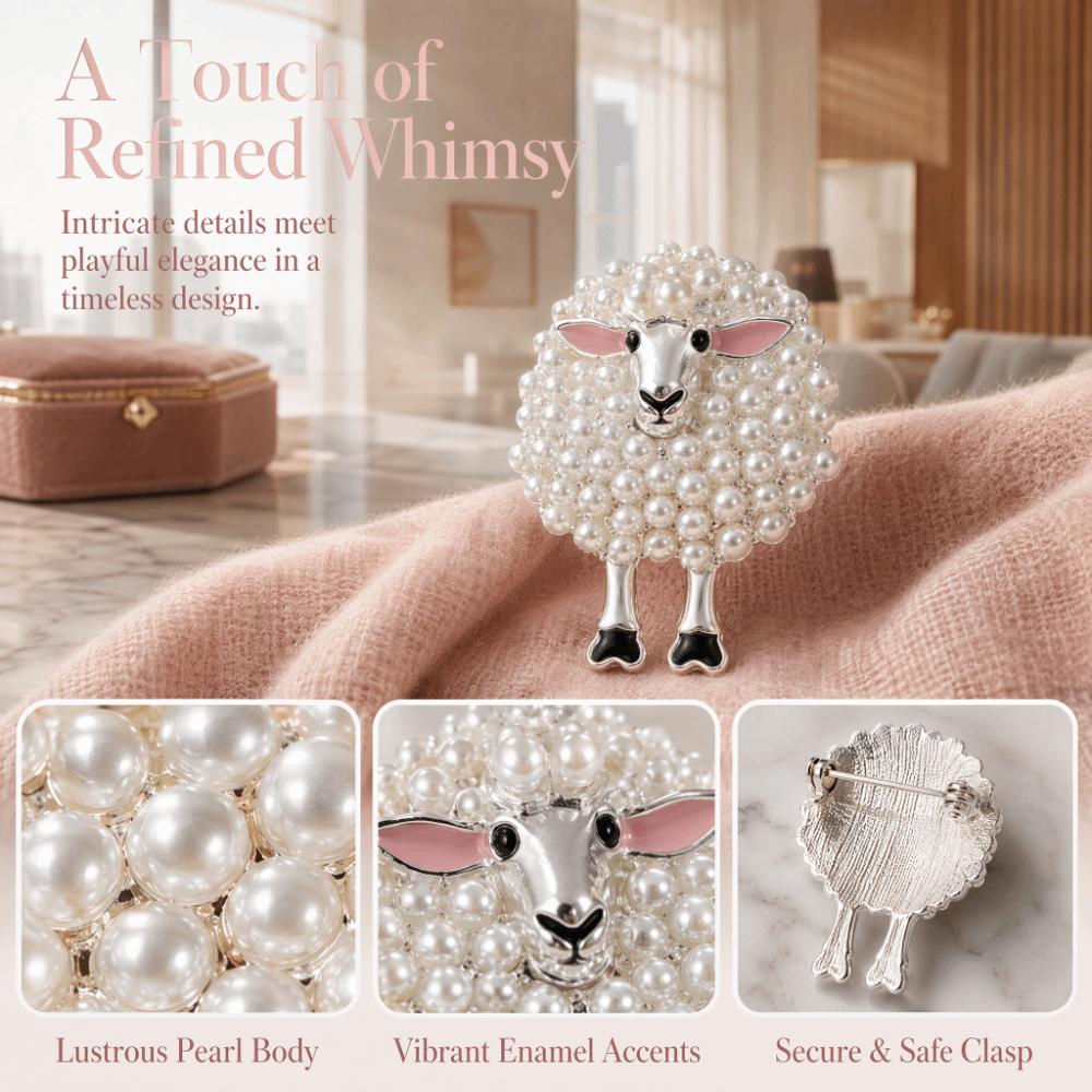 Zinc Alloy Pearl Brooch Full Drill Design Fashion Brooch Sheep Brooch For Bags Hats T-shirts Jeans
