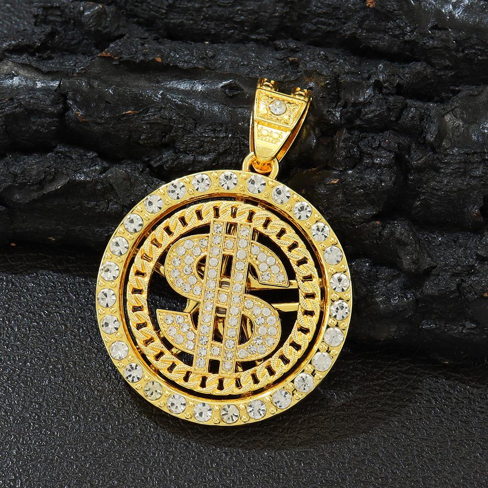 Pánský Hip Hop Velký Otočný Znamení Amerického Dolaru Přívěsek Náhrdelník 13mm Ledově Vychlazený Kubánský Řetízek Choker Náhrdelník Rap Rock Kouzlo Šperky
