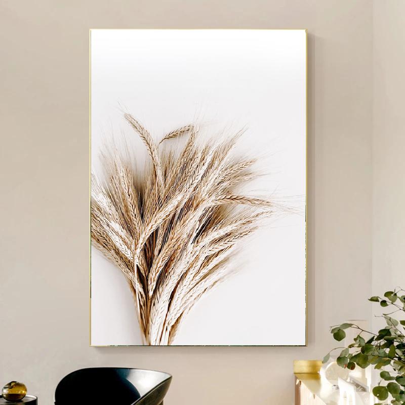 Póster de pared de hierba de diente de león y caña de color beige nórdico natural, pintura en lienzo para pared, póster, imágenes para dormitorio, decoración de sala de estar