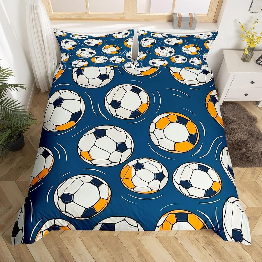 Fotbalová sada povlaku na přikrývku velikosti king jednoduchá černobílá povlečení 3D fotbalový sport pro děti chlapce dívky polyesterová sada povlečení
