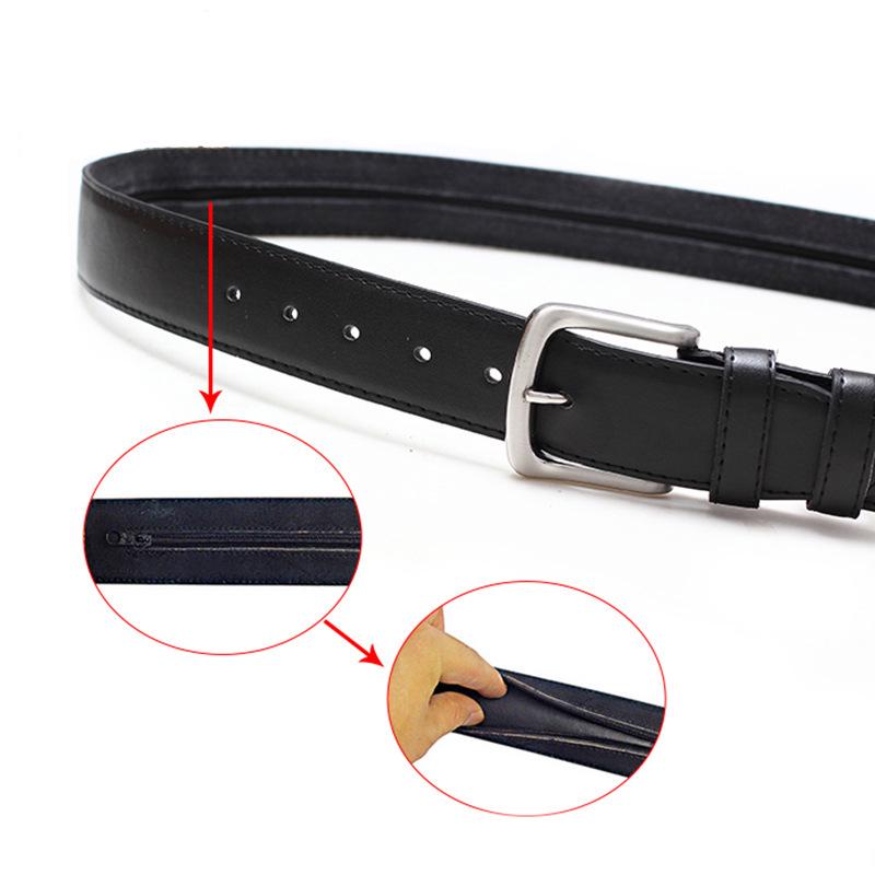 Men's Eco-friendly Anti-theft Zipper Wallet Belt with PU Inner Clip and Pin Buckle