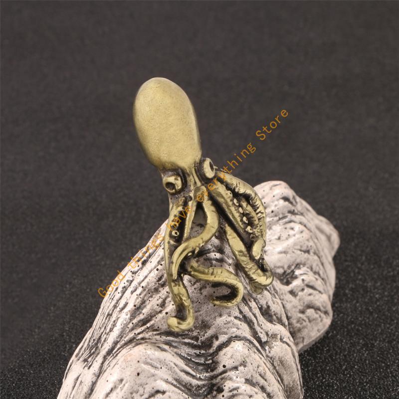 Multipurpose Brasses Octopuses Decors Piece Antique Marine Animal Statue for Desk and Living Space As Paperweight Bookend 55KF