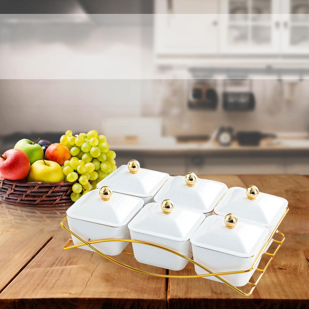 Nut and Candy Serving Tray with Lid Nordic Serving Platter 6 Snack Serving Bowls for Nuts Home Appetizer Kitchen Wedding