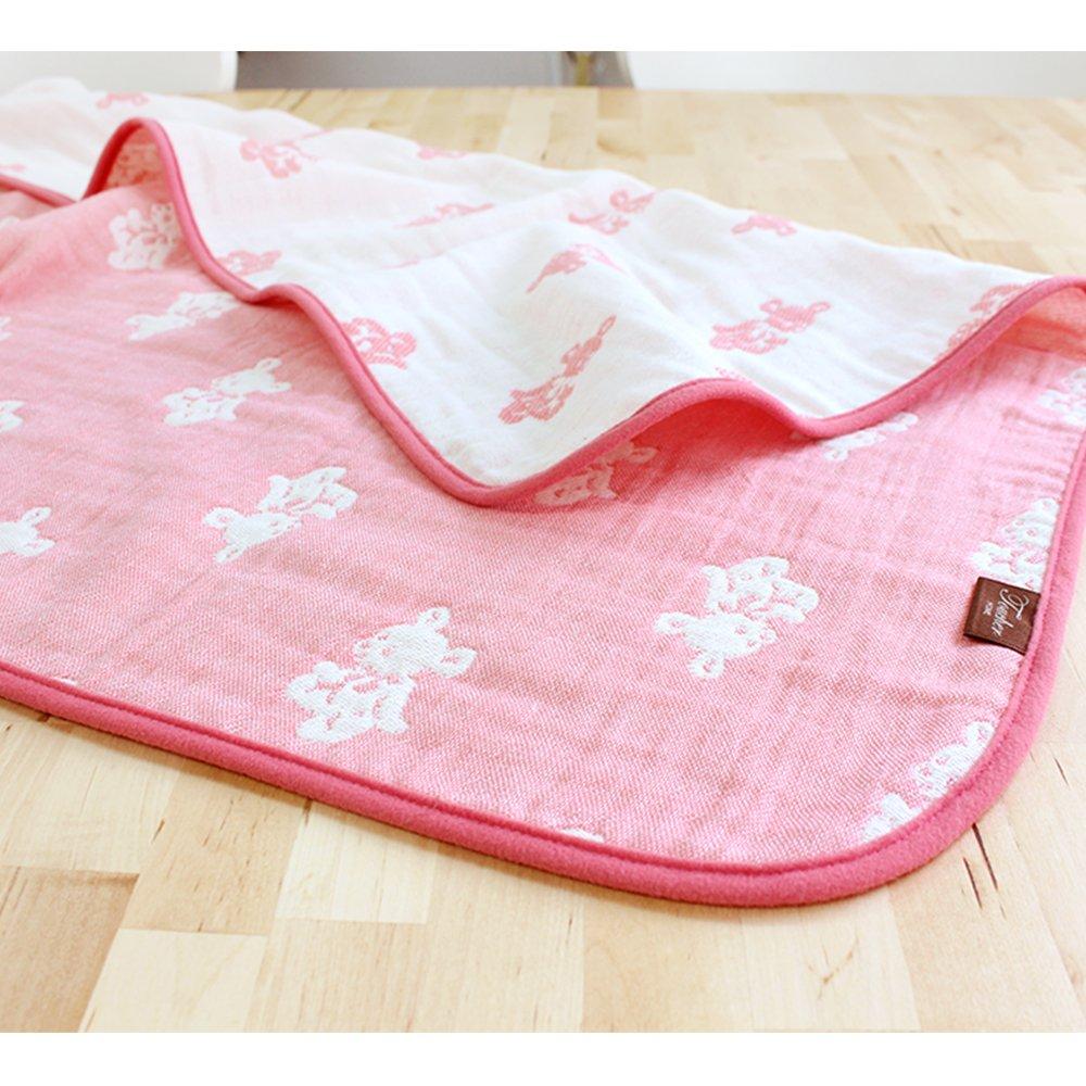 hiorie Made in Japan gauze baby mini blanket bear baby gauze birth blanket (Hiorie) 4-ply blanket, size, pattern, blue, blanket, gift,
