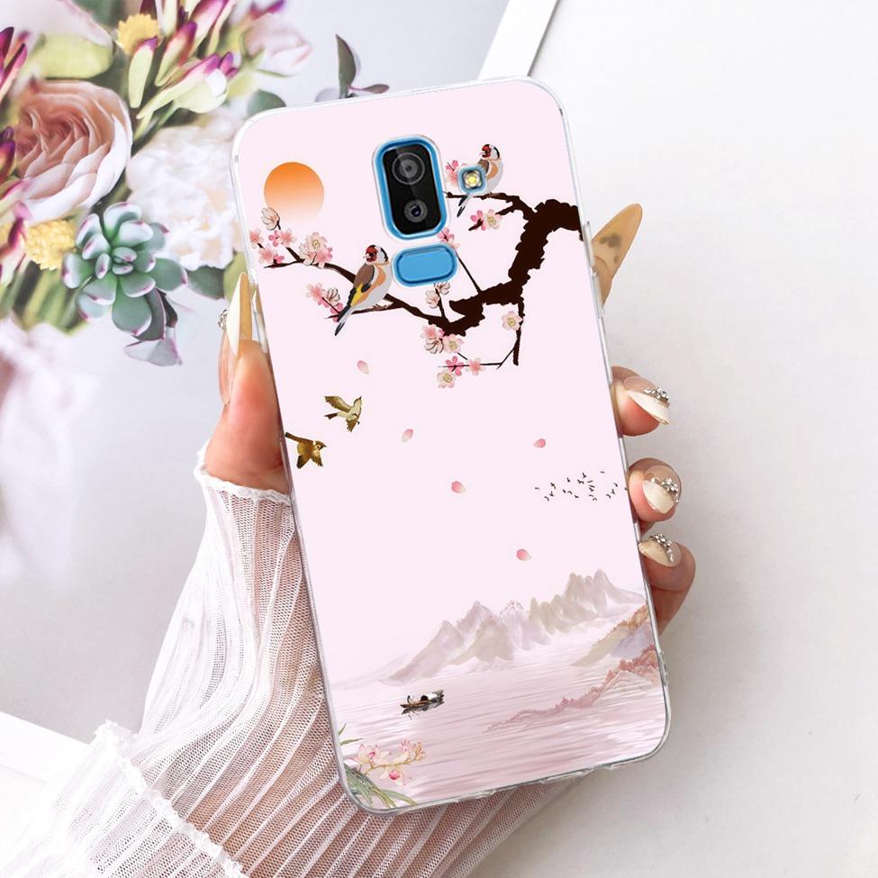 Clear Cover For Samsung J8 2018 Case SM-J810G Cute Cat Fashion Butterfly Funny 2D Painted Casing For Samsung Galaxy J8 2018