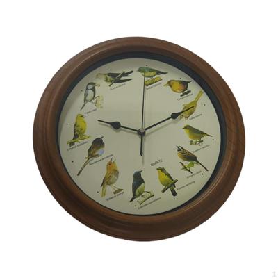 Round Wall Clock 10inch Singing Bird Birthday Gifts Sturdy Modern Birdsong Alarm